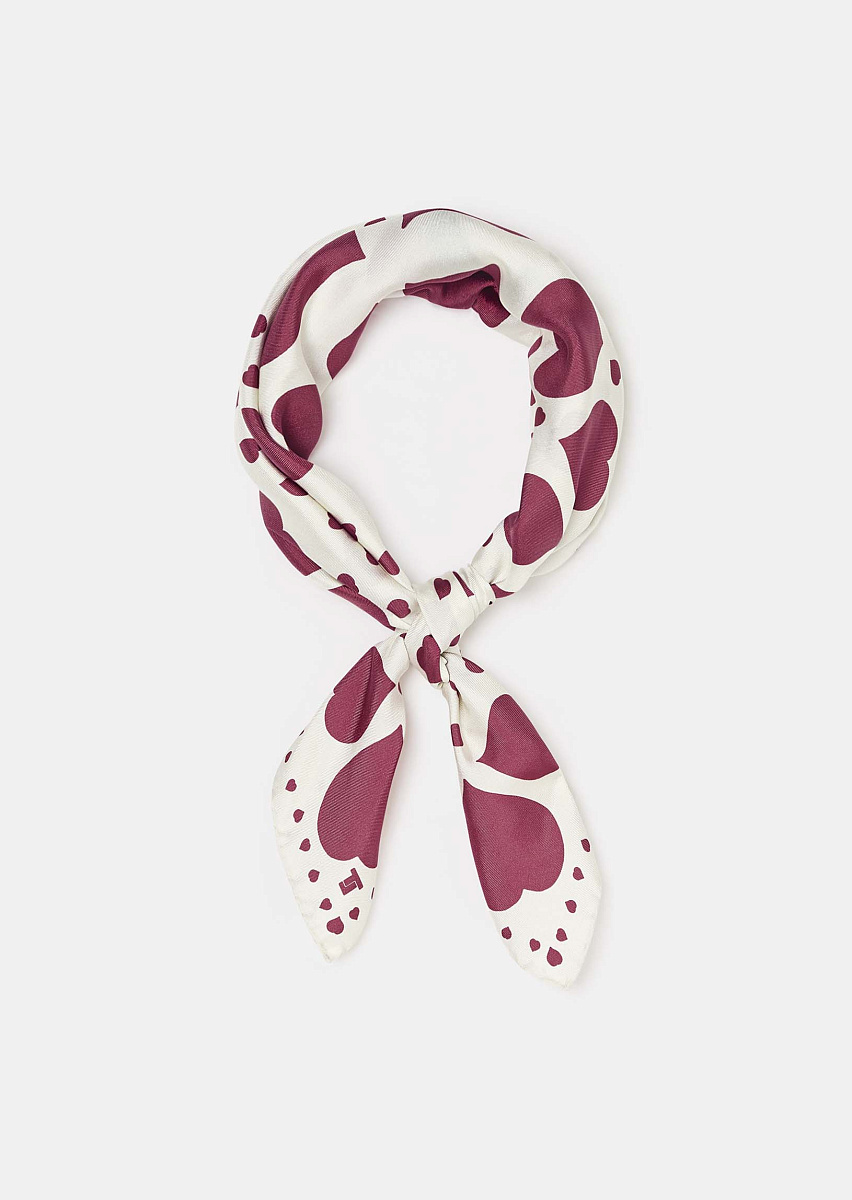 Шелковый платок цвета экрю с принтом в виде сердец Estee Шелковый платок цвета экрю с принтом в виде сердец Estee