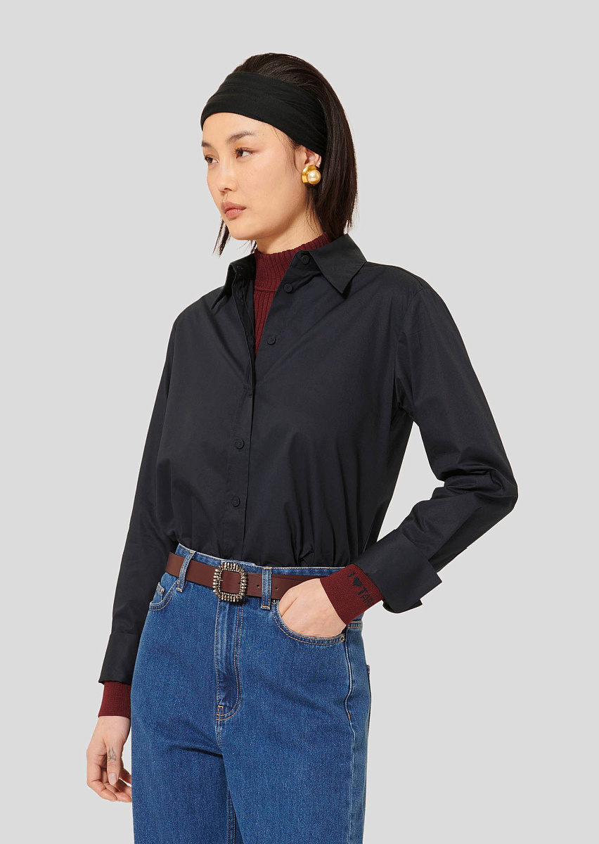 Clarisse темно-синяя блуза из поплина