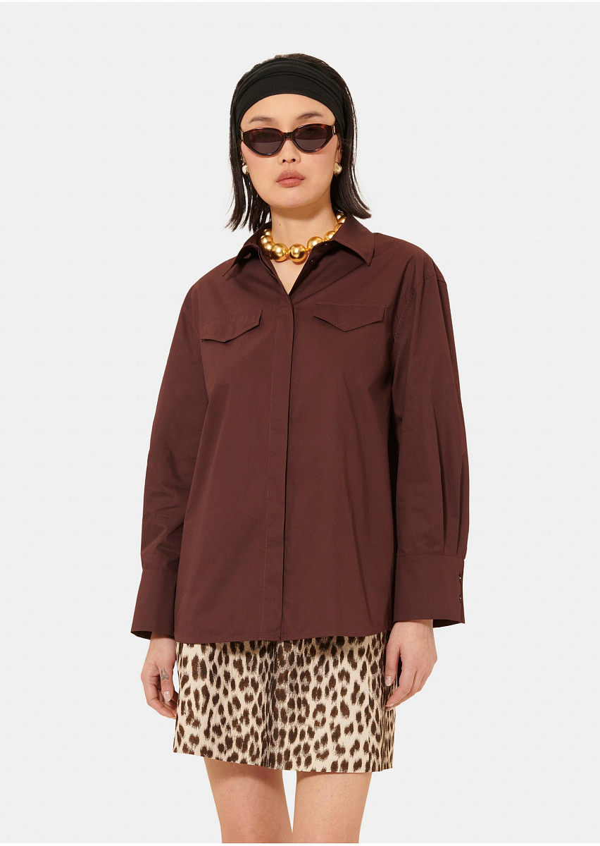 Carlotta бордовая рубашка из поплина Carlotta бордовая рубашка из поплина