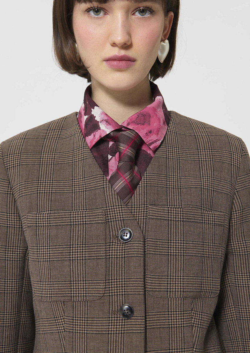 Vittoria серо-коричневый жакет в клетку