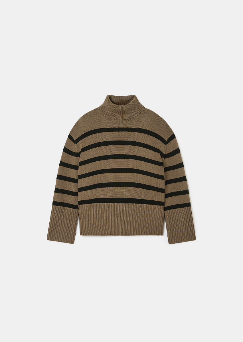 Pacome серо-коричневый свитер в черную полоску