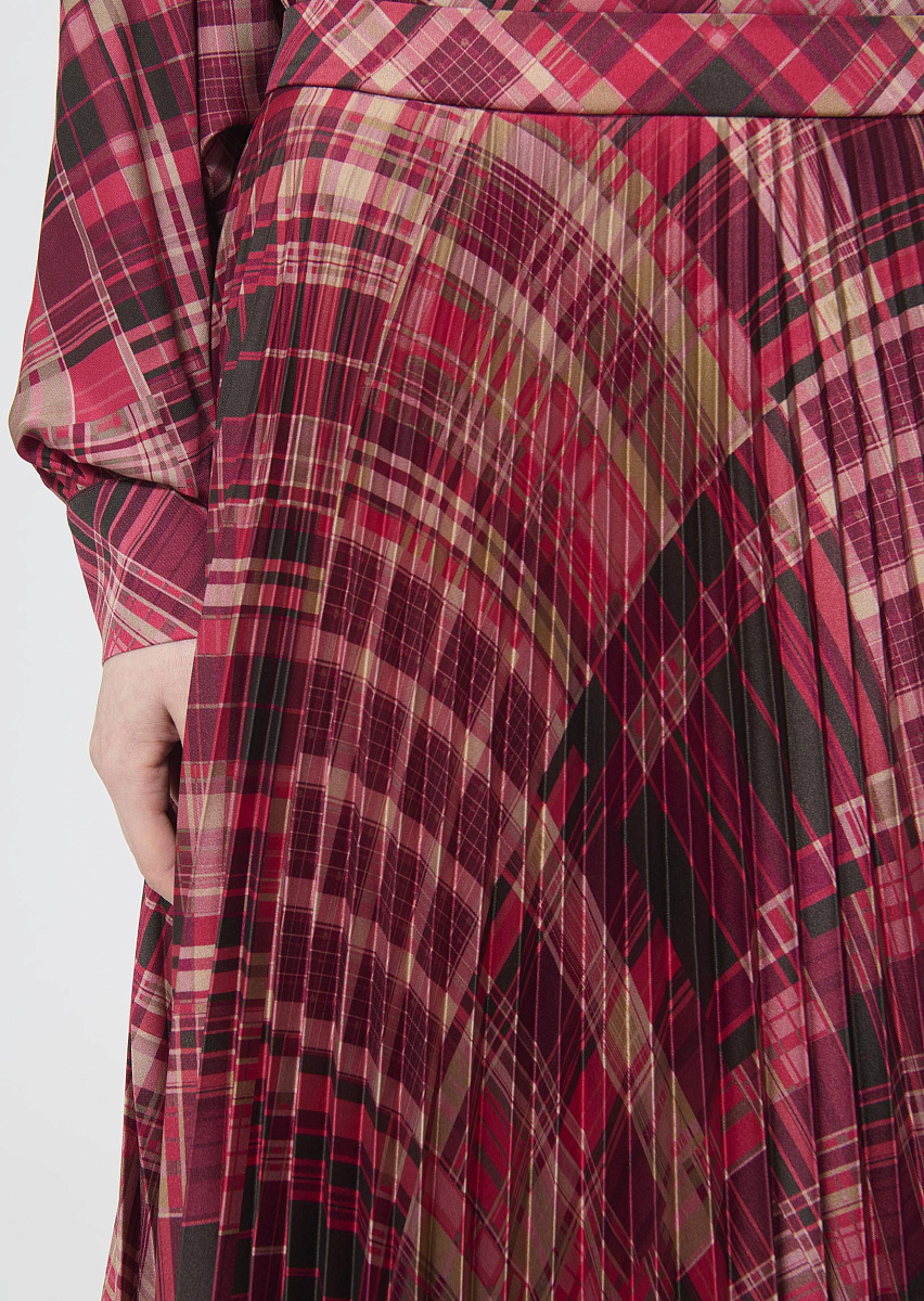 Juline юбка-плиссе малинового цвета с принтом в фантазийную клетку