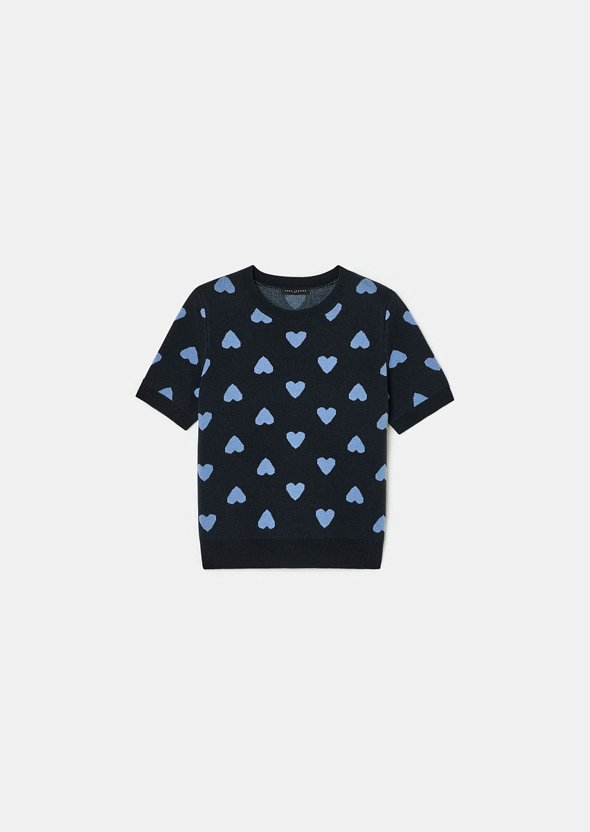 Polla темно-синий джемпер с узором в виде сердец