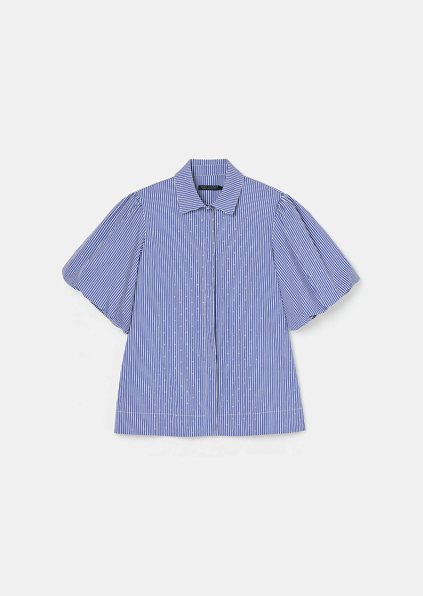 Синяя рубашка Caly с полосками и стразами