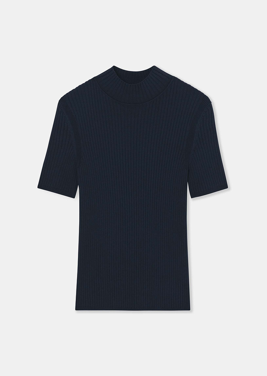 Темно-синий джемпер Perla из трикотажа в рубчик Темно-синий джемпер Perla из трикотажа в рубчик