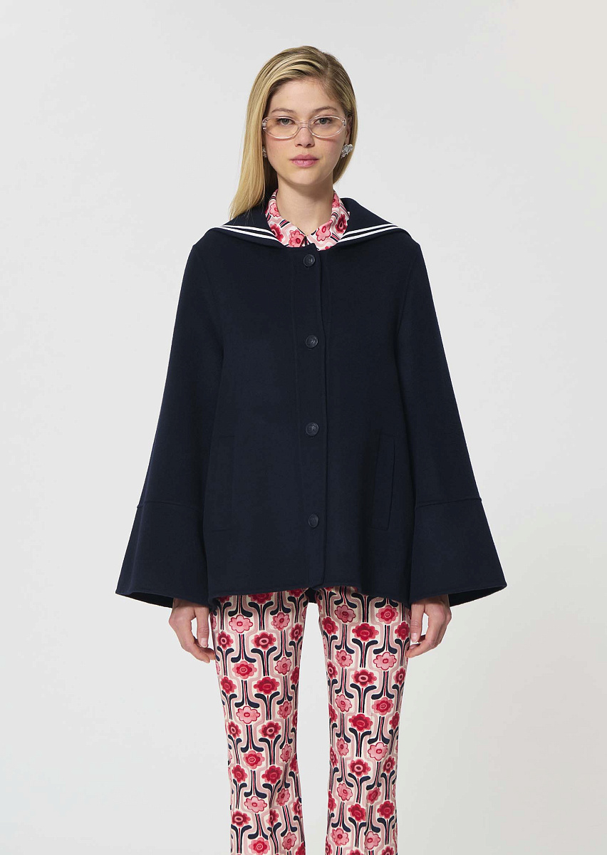 Melody полупальто темно-синего цвета из двусторонней шерсти