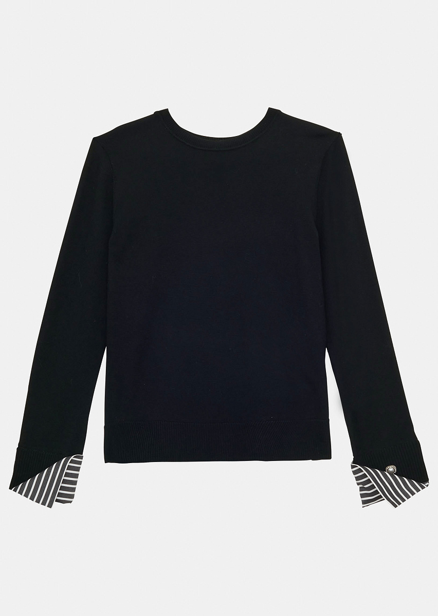 Черный джемпер из шерсти с акцентными манжетами Черный джемпер из шерсти с акцентными манжетами