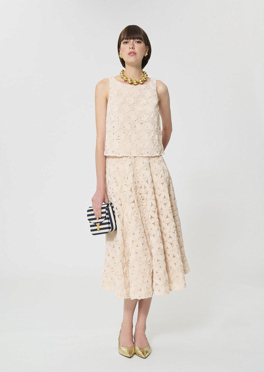 Tulipe бежевый топ с рельефным цветочным узором Tulipe бежевый топ с рельефным цветочным узором