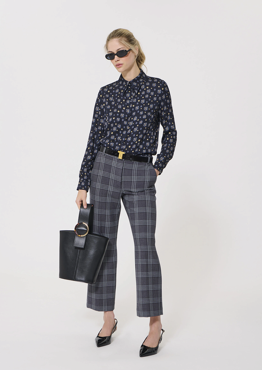 Charlotte темно-синяя блуза с цветочным принтом