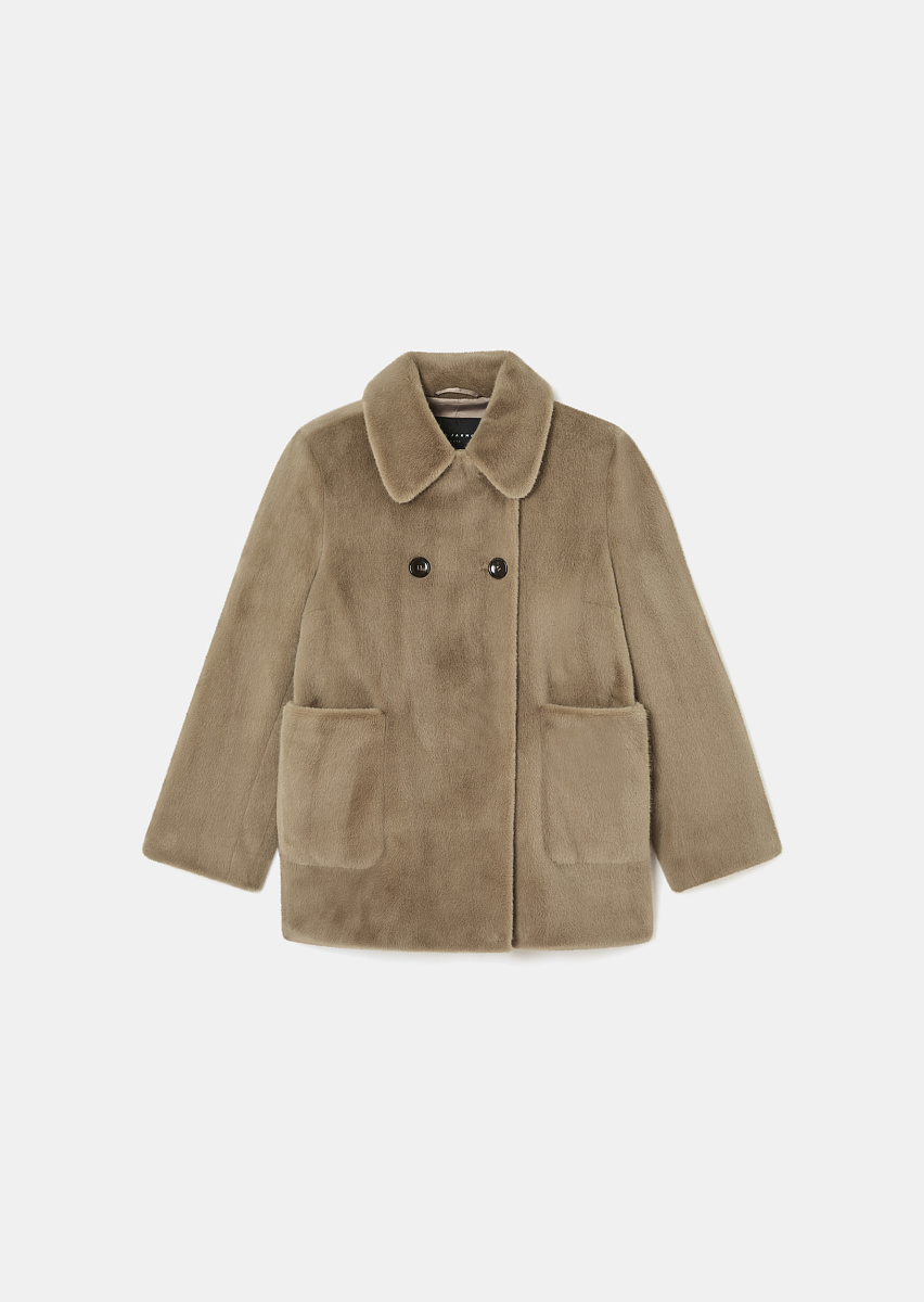 Melba бежевое полупальто из искусственного меха