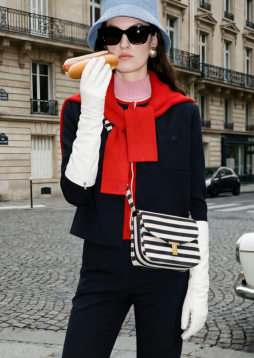 8 bis темно-синяя сумка с узором в полоску