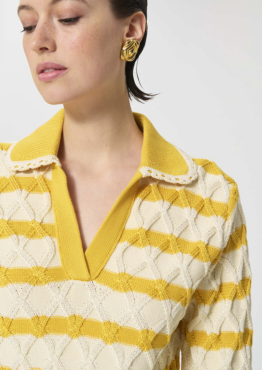 Paolina желтый пуловер из хлопка в полоску Paolina желтый пуловер из хлопка в полоску