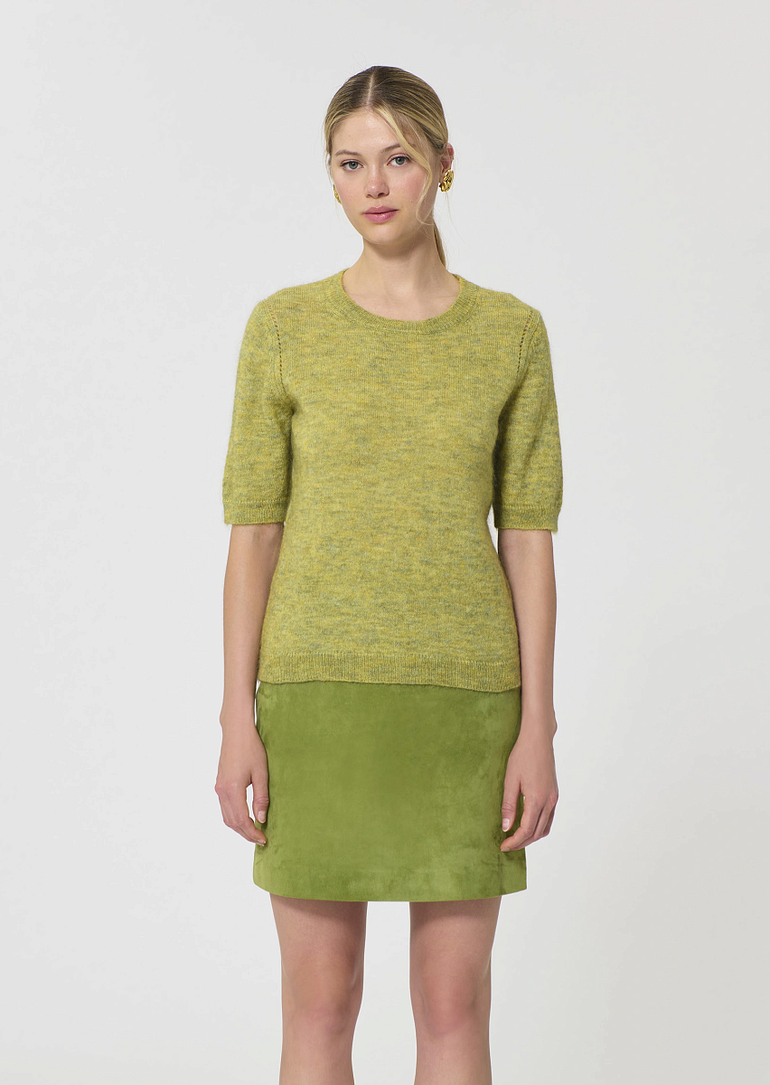 Ponzo легкий мохеровый свитер зеленого цвета с эффектом меланж