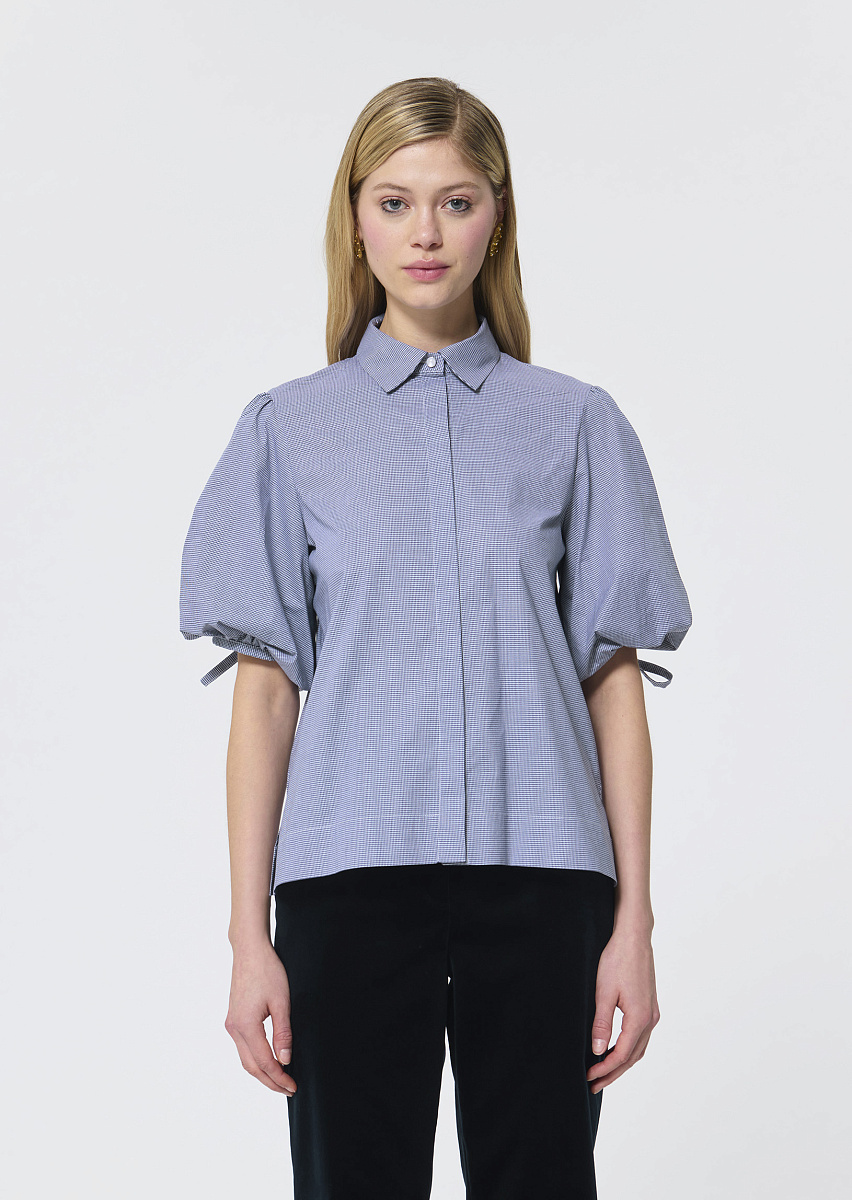 Caly темно-синяя блуза с клетчатым принтом Caly темно-синяя блуза с клетчатым принтом