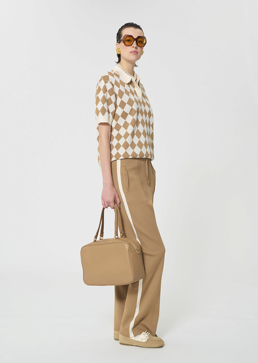 Tomaso бежевое поло из жаккарда Tomaso бежевое поло из жаккарда