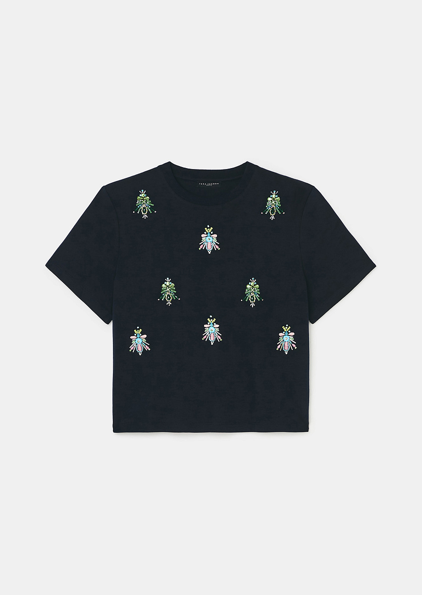 Темно-синяя футболка из джерси Tarabee с вышивкой