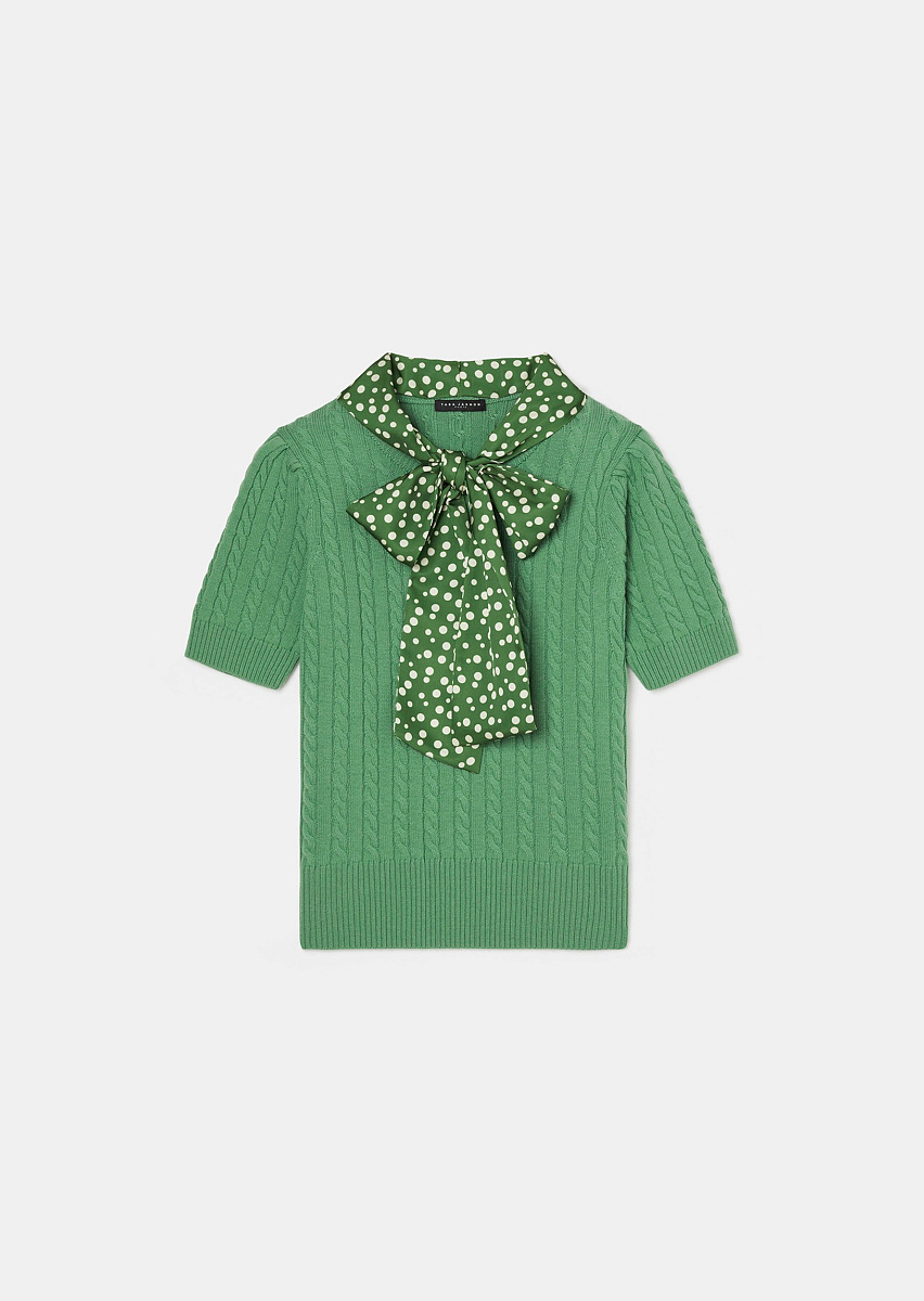 Зеленый свитер Priyanka из шерсти мериноса Зеленый свитер Priyanka из шерсти мериноса