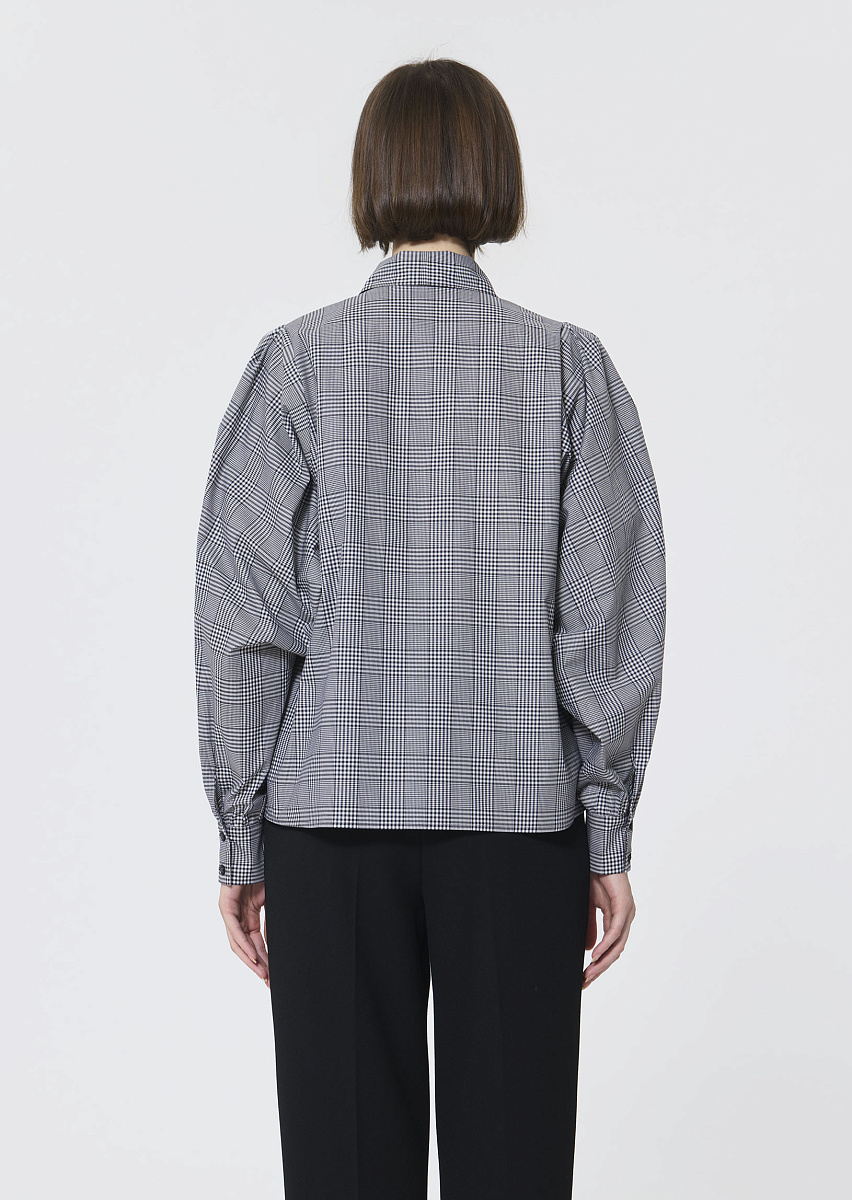 Candya блуза угольно-черного цвета с принтом в клетку