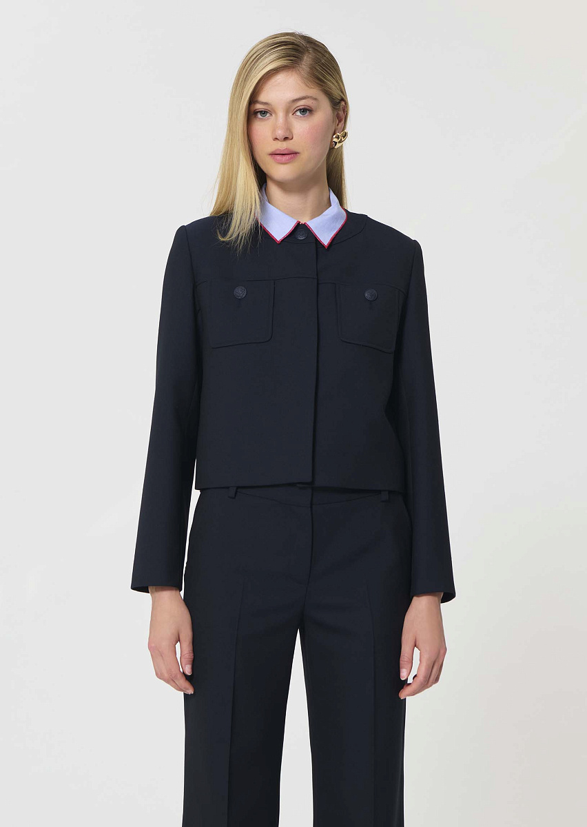 Vina темно-синий жакет из ткани с зернистой текстурой