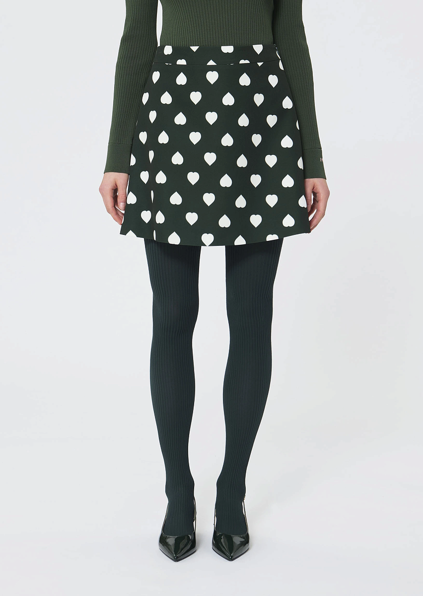 Jessy зеленая юбка с принтом в виде сердец