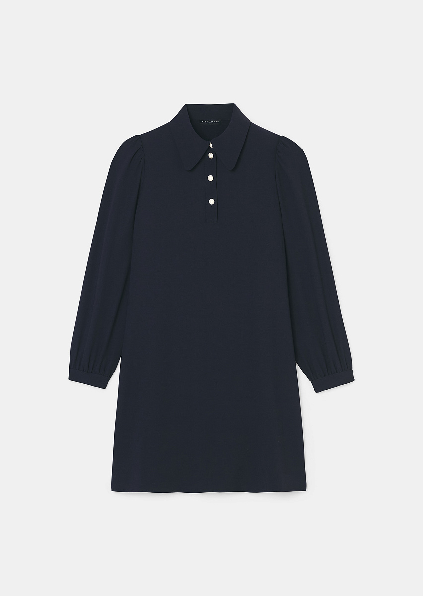 Платье из крепа темно-синего цвета Rolfo