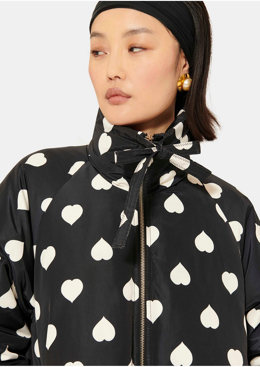 Dune черный пуховик с принтом в виде белых сердец